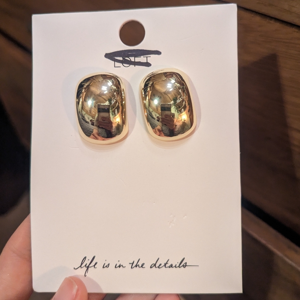 LOFT Chunky Gold Metal Poster Earrings